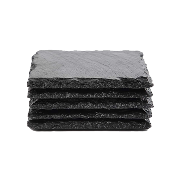 Stone Slate Coaster Square Black 5pcs
