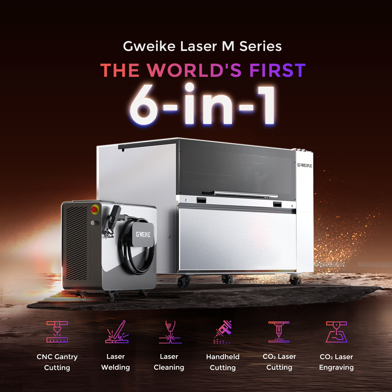 Sistema Laser CNC de Fibra e CO₂ Multi-processo da Série M GWEIKE