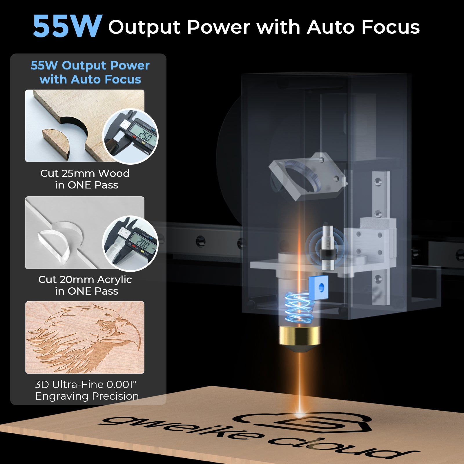 Cortadora e Gravadora a Laser Gweike Cloud Pro II Série CO2