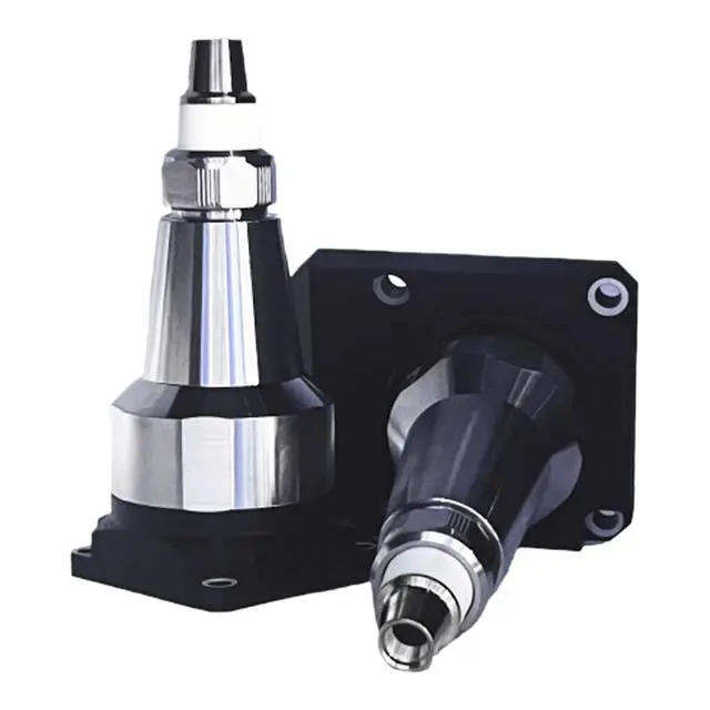 Angled view of capacitive sensing nozzle with amplifier