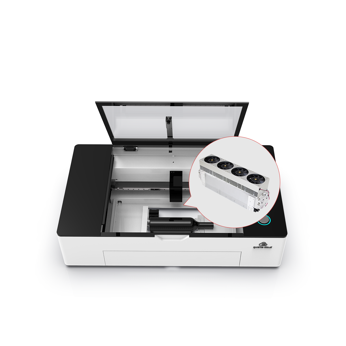 Cortadora e Gravadora a Laser com Tubo de Metal RF Gweike Cloud com Rotativo